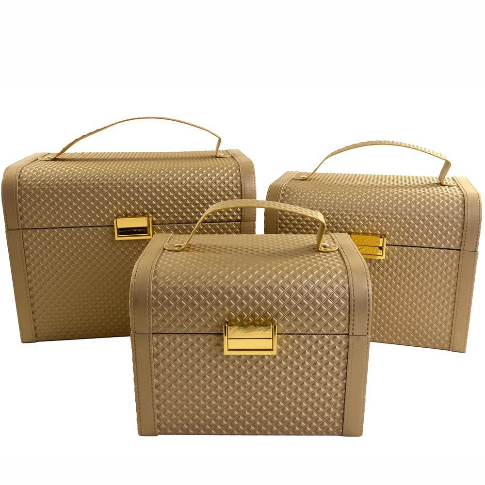 SET 3 COFANETTI RETTANGOLARI 28-21-17X18-16-13X19-15-14 CM ORO