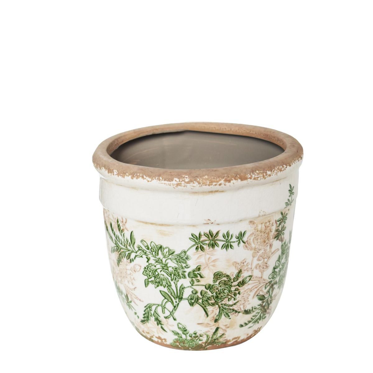 VASO CERAMICA D.18 H.17CM (L) -FLOREALE- BIANCO/VERDE
