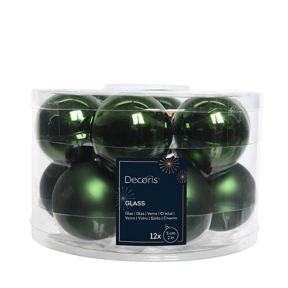 SET 12 SFERE VETRO MM.50 LUCIDO/SATINATO VERDE