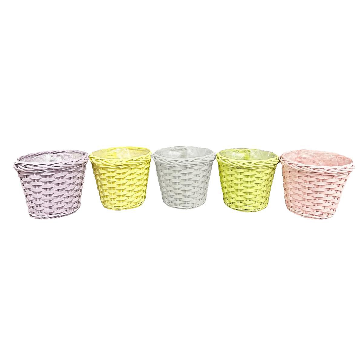 SET 5 CESTI VIMINI D.20H.17 CM ROSA/GIALLO/VERDE/VIOLA/BIANCO