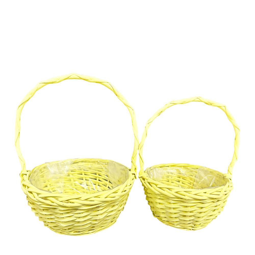 SET 2 CESTI TONDI C/MANICO D.23-20 CM H.12-10 CM GIALLO SET 2 CESTI TONDI C/MANICO D.23-20 CM H.12-10 CM GIALLO