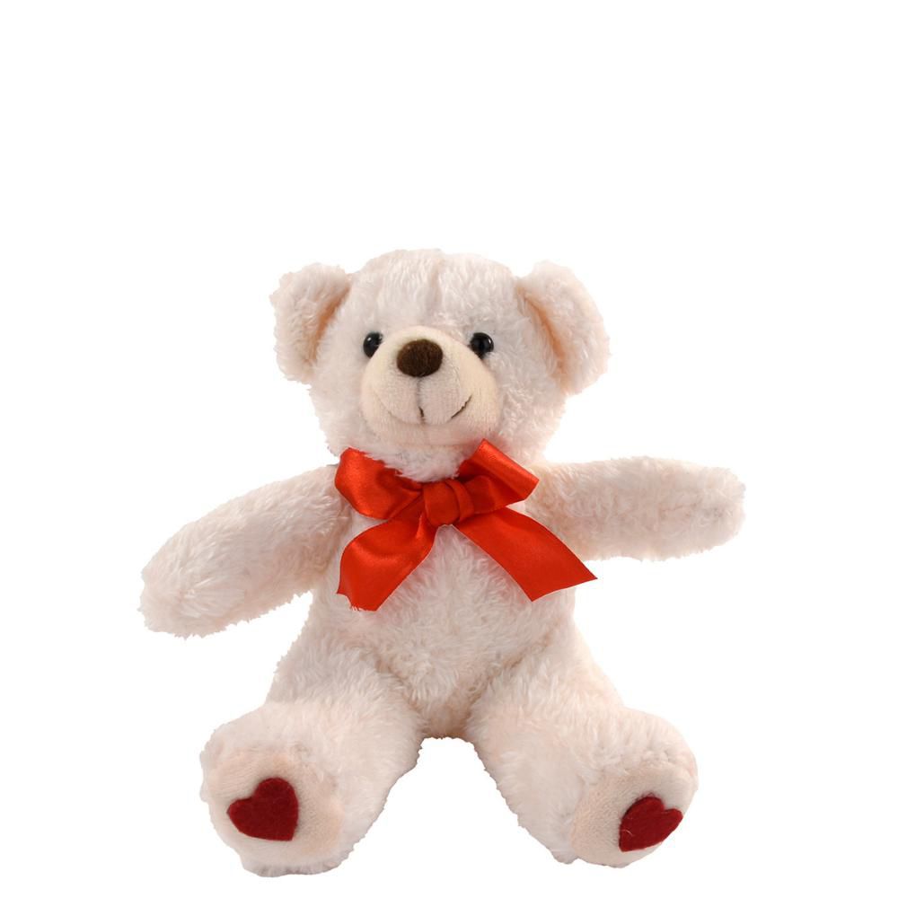 ORSETTO SEDUTO C/FIOCCOROSSO H.20 CM BIANCO