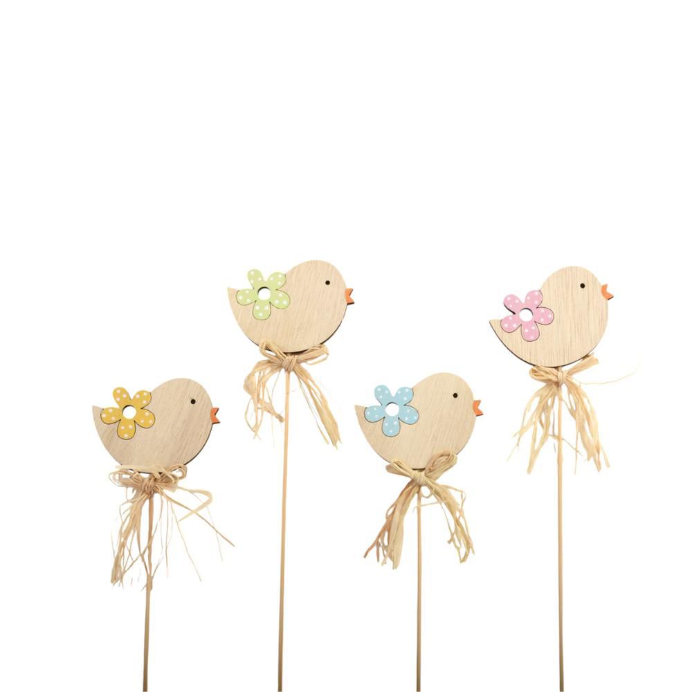 SET 12 PICK UCCELLINI LEGNO D.6,5 CM H.25 CM ASSORTITI