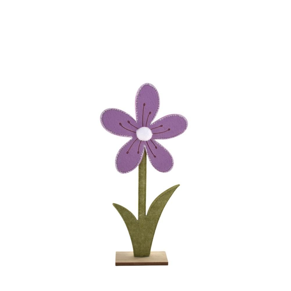 FIORE FELTRO C/BASE IN LEGNO 12X4 CM H.39 CM NATURALE/VIOLA