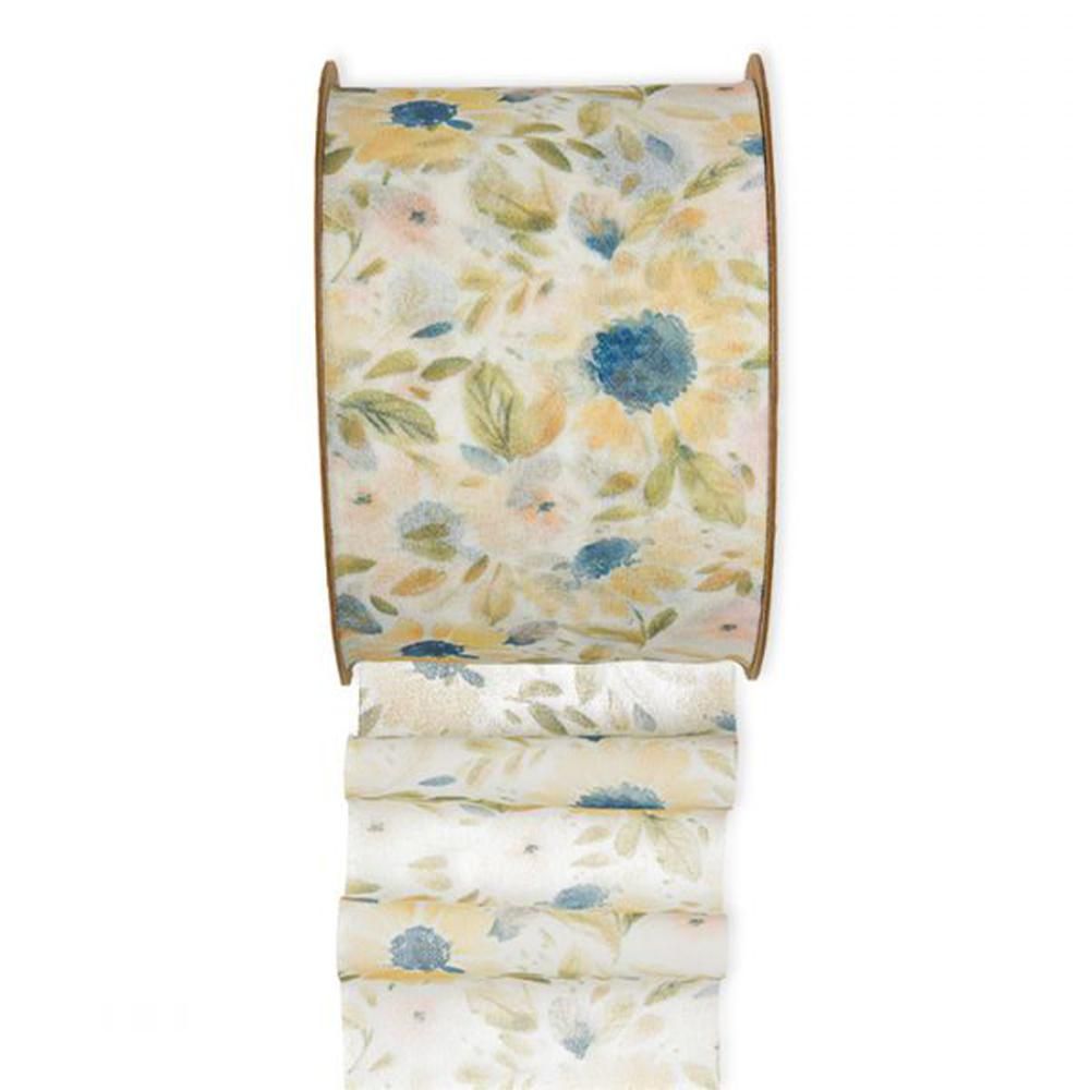 NASTRO CHIFFON 70MM 15MT -WATERCOLOUR FLOWERS- GIALLO/VERDE/BLU NASTRO CHIFFON 70MM 15MT -WATERCOLOUR FLOWERS- GIALLO/VERDE/BLU