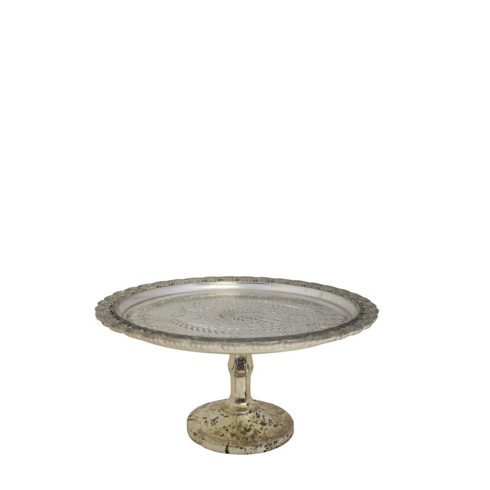 ALZATA VETRO C/BASE D.24 CM H.11 CM MERCURY ARGENTO