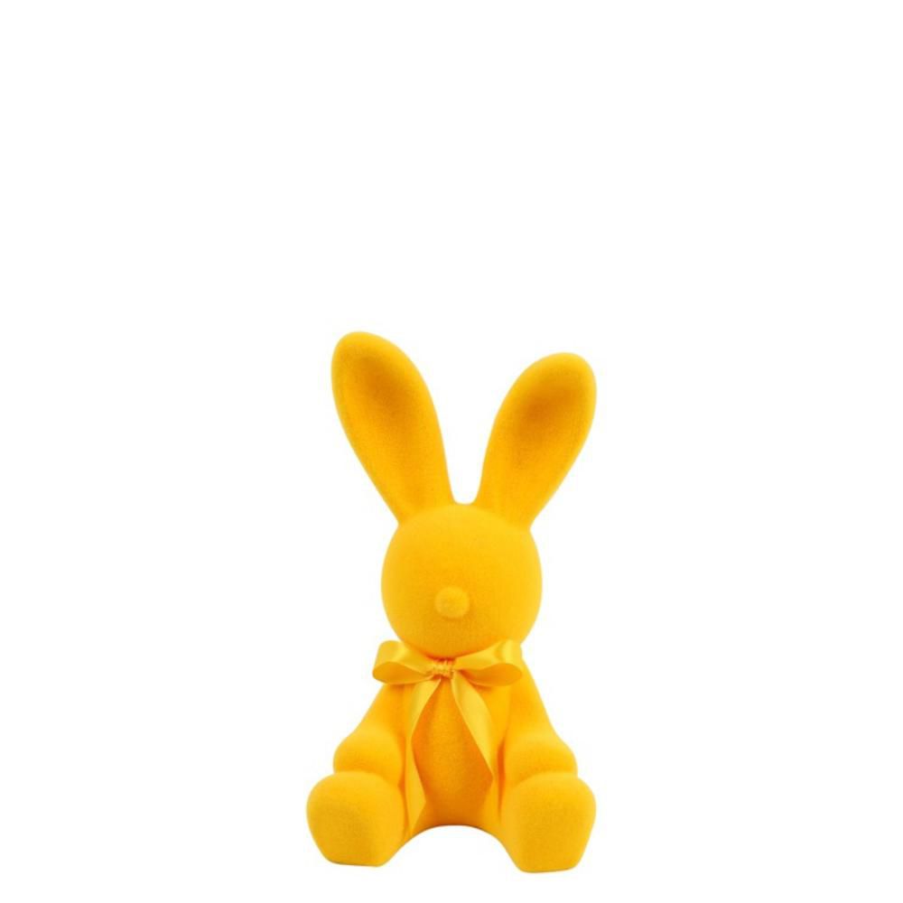 CONIGLIO POLY FLOCCATO 11X11 CM H.20 CM (M) GIALLO