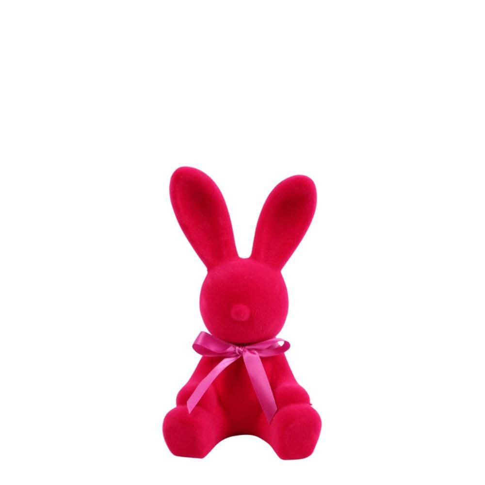 CONIGLIO POLY FLOCCATO 11X11 CM H.20 CM (M) ROSSO CILIEGIA