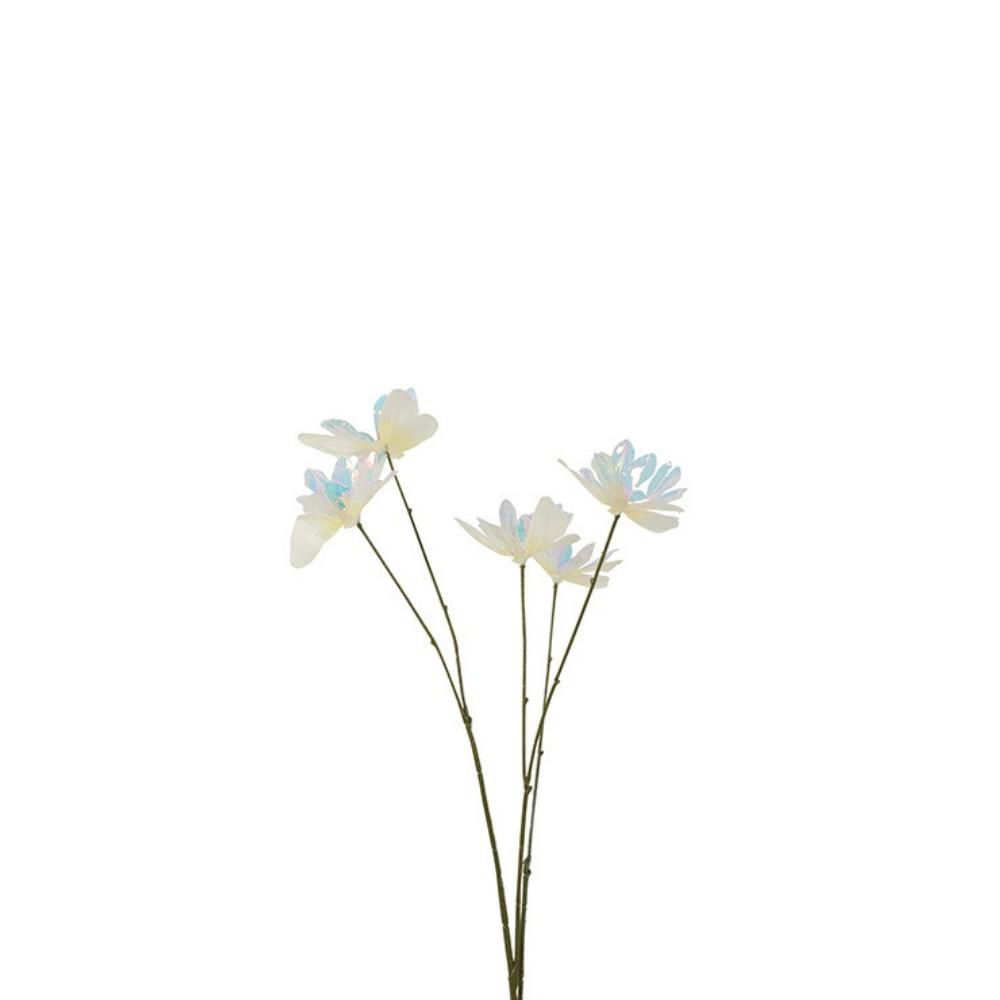 FARFALLE RAMO 5X CM.76 IRIDESCENTE BIANCO