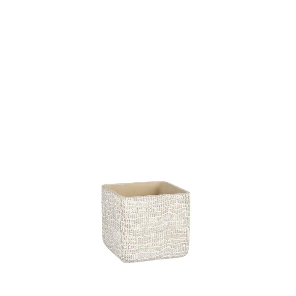 VASO CERAMICA QUADRATO 14X14 CM H.12,5 CM -SIRI- GRIGIO