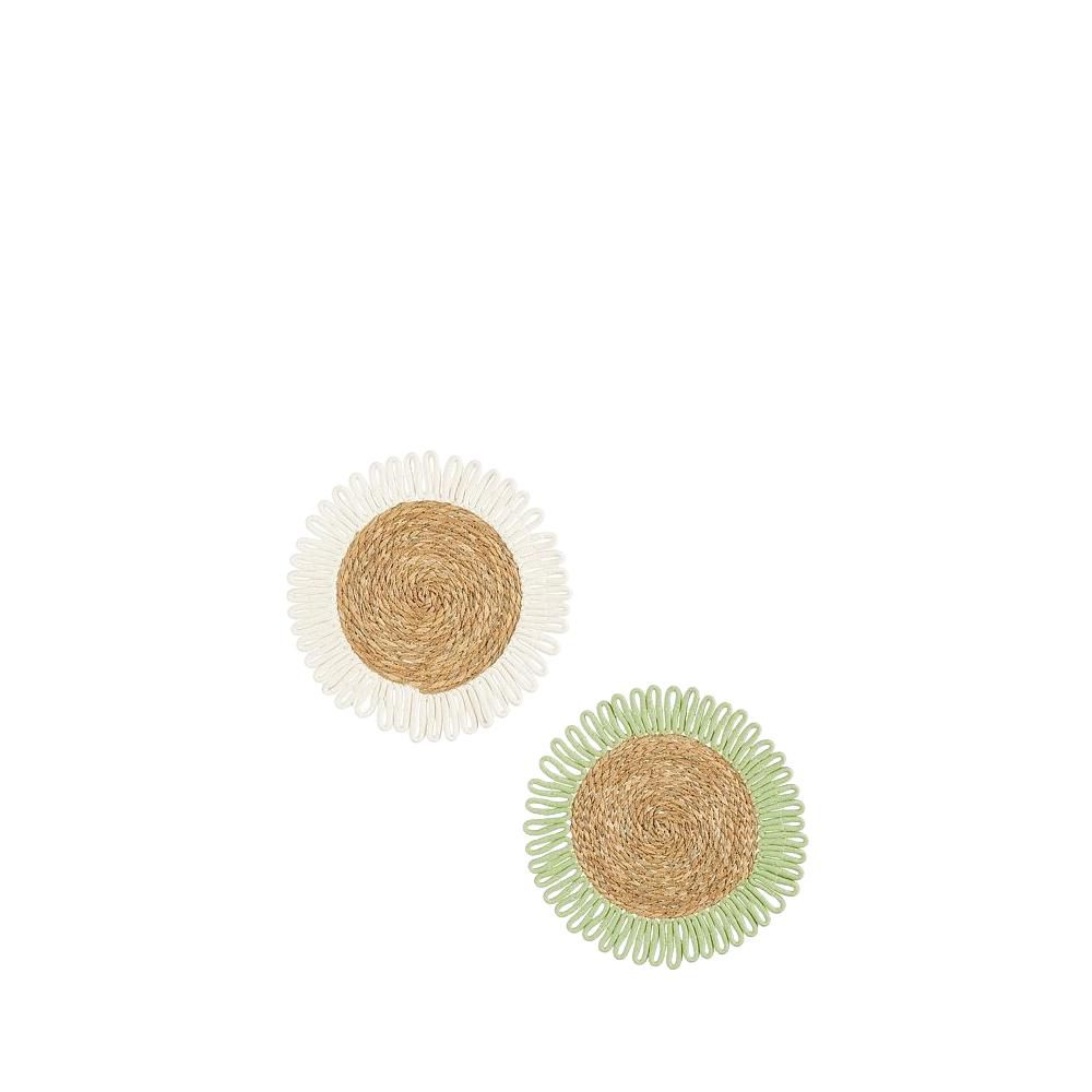 SET 2 TOVAGLIETTE TONDESEAGRASS D.38 CM NATURALE/VERDE/BIANCO