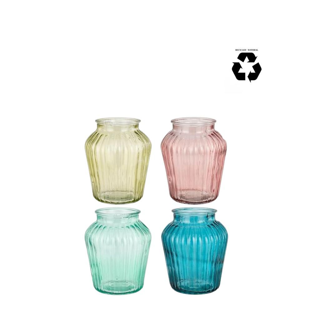 SET 4 VASI VETRO H.25 CM D.20 CM -FRANCIS- ROSA/GIALLO/VERDE/BLU