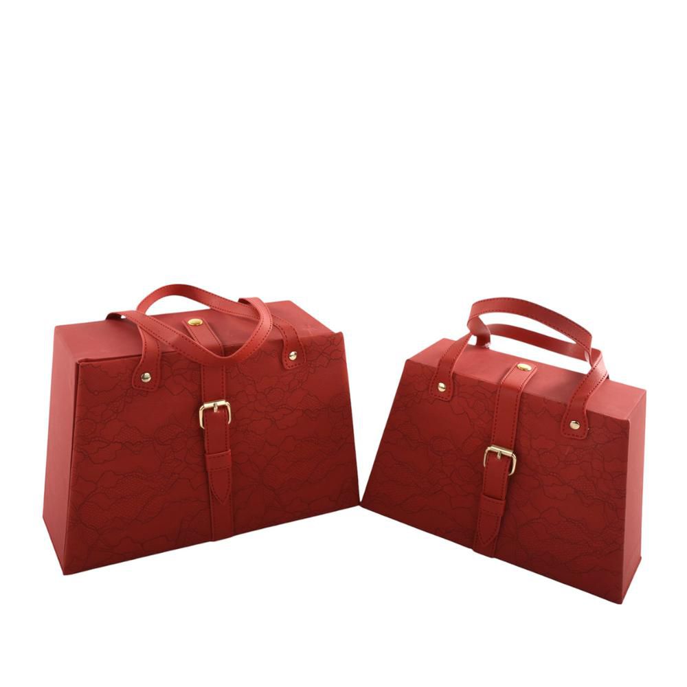 SET 2 SCATOLE/BORSE REGALO 28,2-25,2X10,2-8,2X18,5-17 CM ROSSO