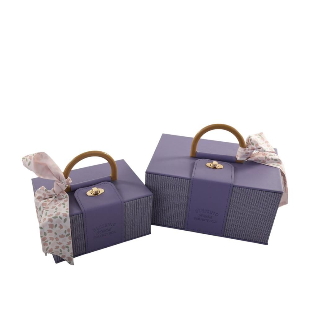 SET 2 BAULETTI C/MANICO29-21,5X19-15,5 CM H.14-11 CM VIOLA