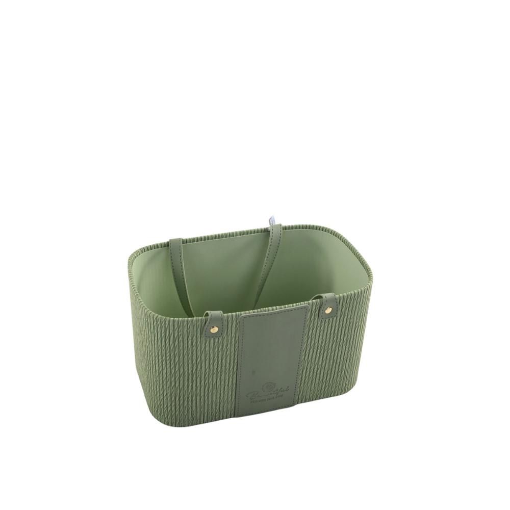 SCATOLA/BORSA REGALO RETTANGOLARE C/MANICI 24,5X15X14,5 CM VERDE