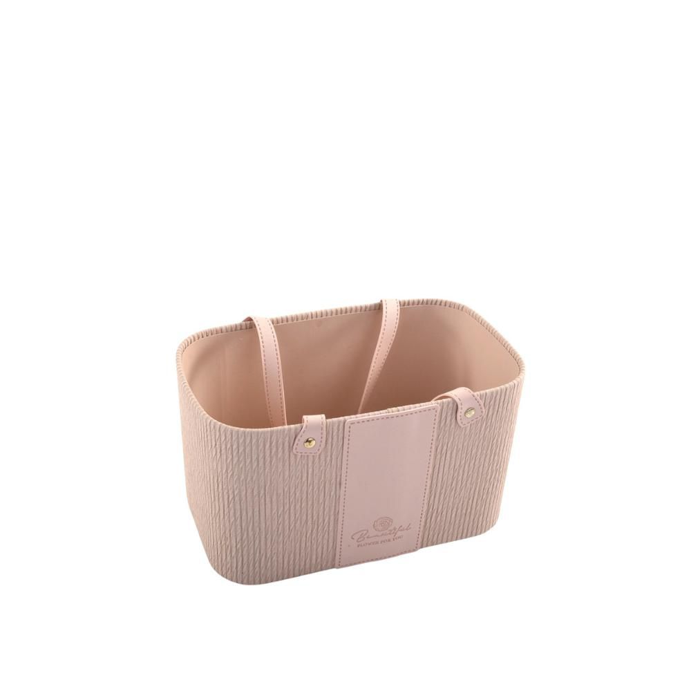 SCATOLA/BORSA REGALO RETTANGOLARE C/MANICI 24,5X15X14,5 CM ROSA