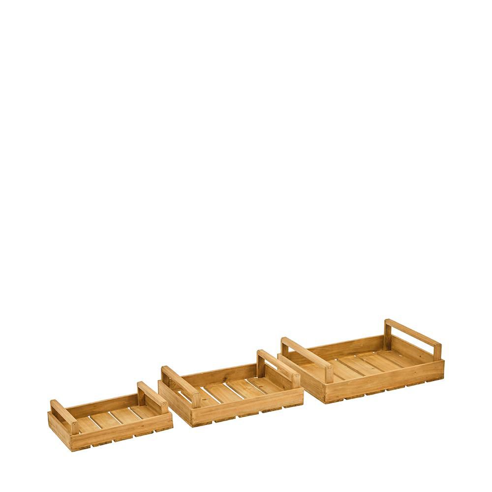 SET 3 CASSETTE LEGNO 48X34 CM H.13 CM NATURALE