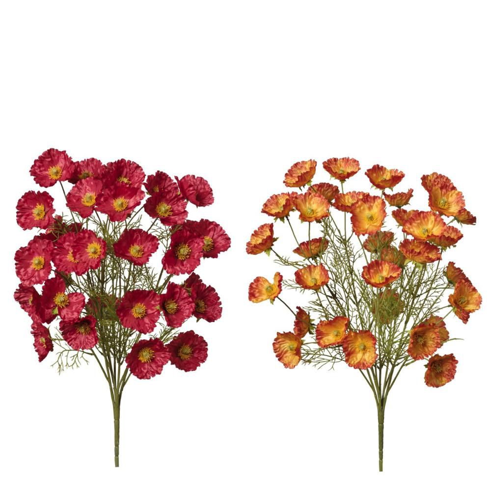 SET 2 BOUQUET PAPAVERO CM.50 ROSSO/ARANCIONE