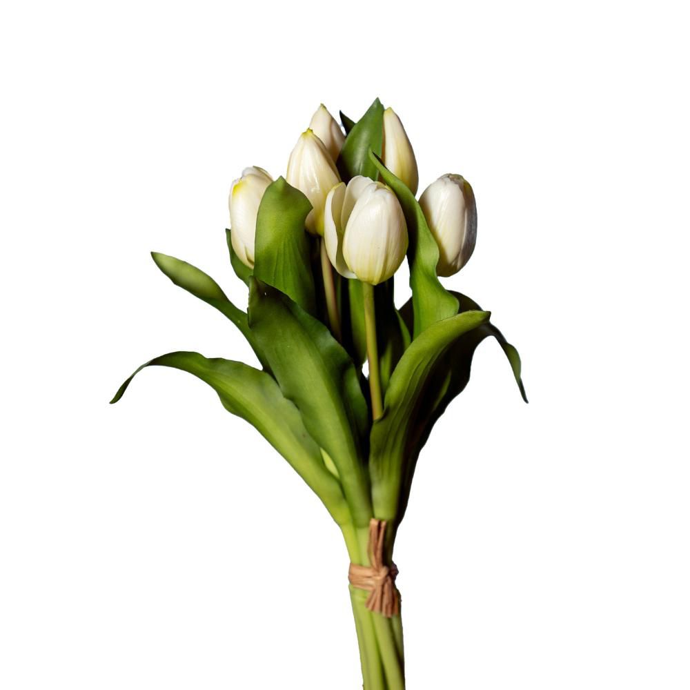 TULIPANO BOUQUET REAL TOUCH 4F 3B CM.30 BIANCO