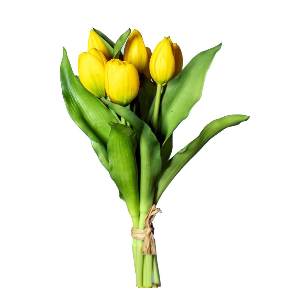TULIPANO BOUQUET REAL TOUCH 4F 3B CM.30 GIALLO