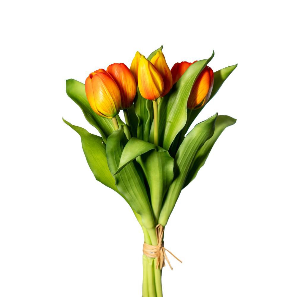 TULIPANO BOUQUET REAL TOUCH 4F 3B CM.30 ARANCIONE