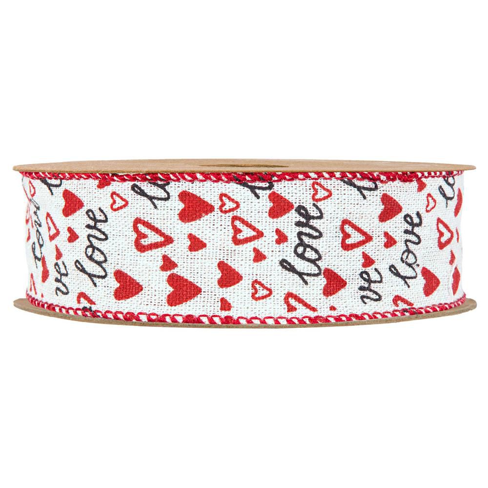 NASTRO POLY 40MM 15MT -CUORI- ROSSO/BIANCO