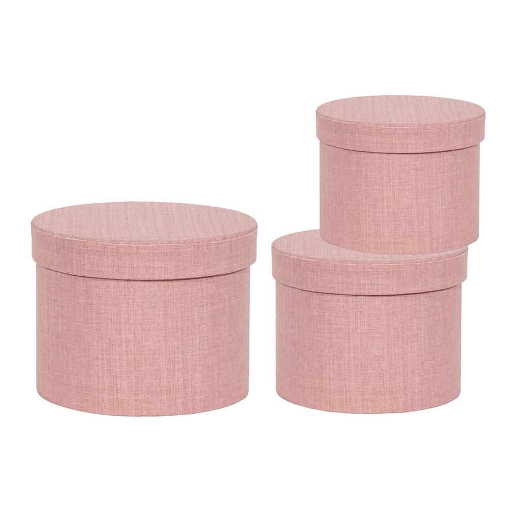 SET 3 SCATOLE CANVAS D.18,3-16-13,7 CM H.14,5-13-11 CM ROSA