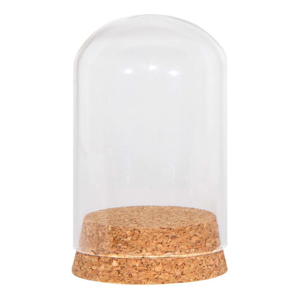 CALOTTA VETRO C/BASE LEGNO D.8 H.14 CM TRASPARENTE