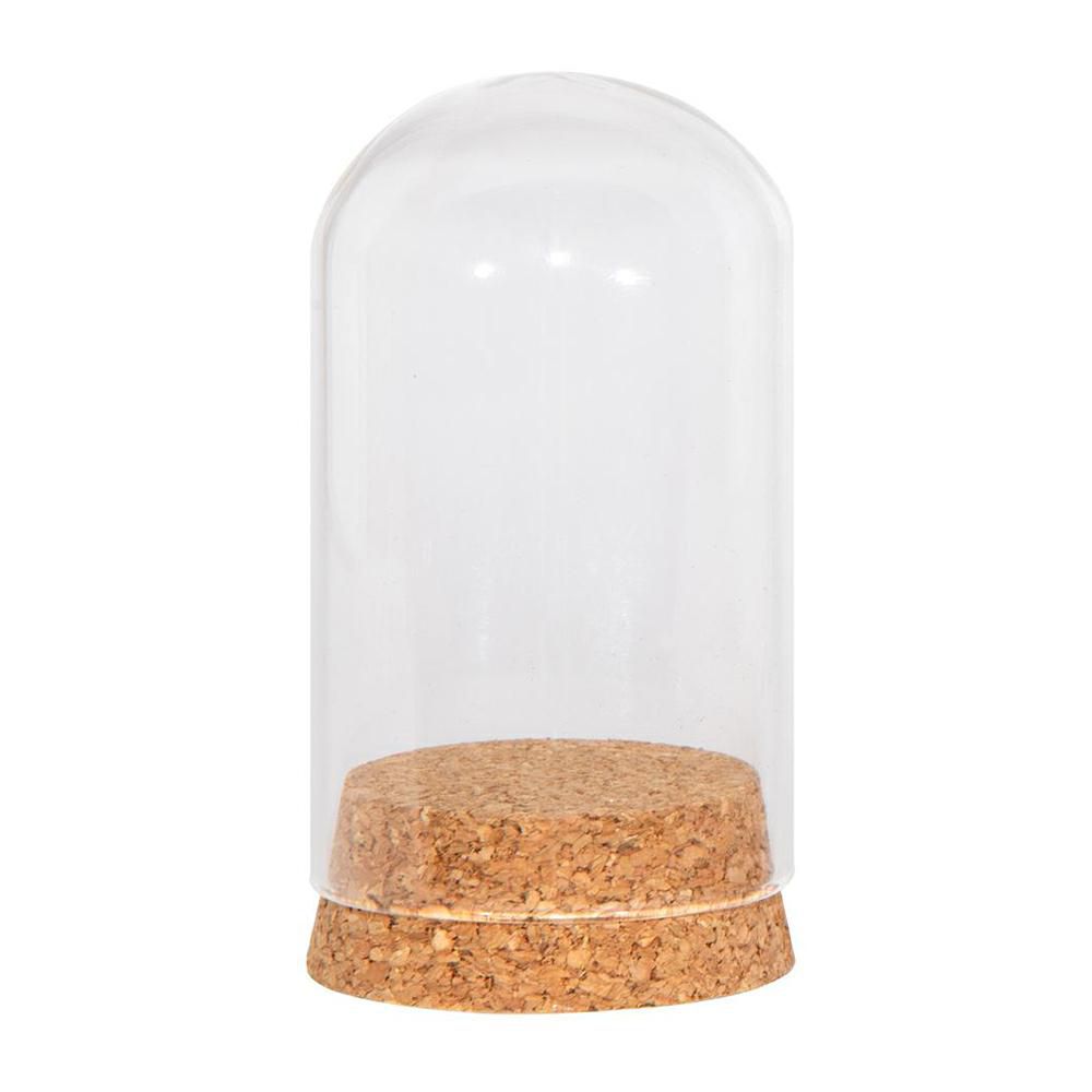 CALOTTA VETRO C/BASE LEGNO D.4,7 H.9 CM TRASPARENTE