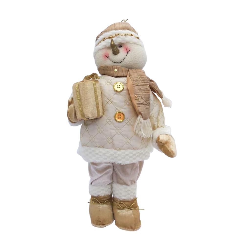 PUPAZZO NATALE STOFFA 19X10 CM H.43 CM ASS. AVORIO/ORO