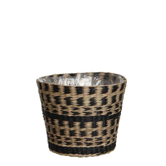 VASO -AZTEC- TONDO H.13,8 CM D.15 CM NATURALE/NERO
