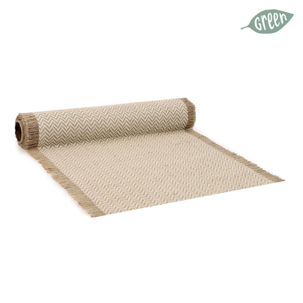 RUNNER COTONE C/FRANGE 30CM 1,4MT -MIRA- AVORIO/BEIGE