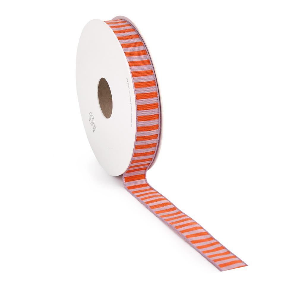 NASTRO TESSUTO A RIGHE 15MM 15MT -CANDY STRIPE- ROSA/ARANCIO