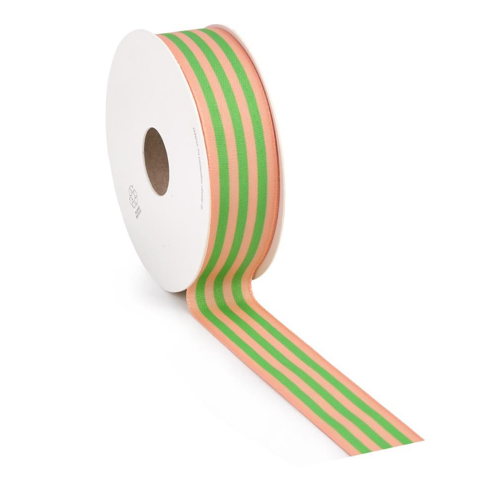 NASTRO TESSUTO A RIGHE 15MM 25MT -CANDY STRIPE- BEIGE/VERDE