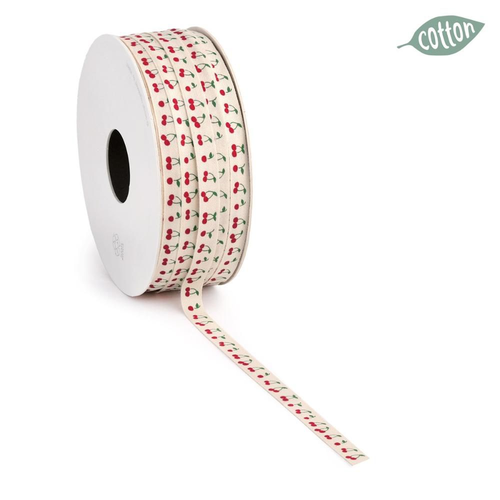 NASTRO TESSUTO 8MM 25MT-CHERRY- BIANCO/ROSSO/VERDE
