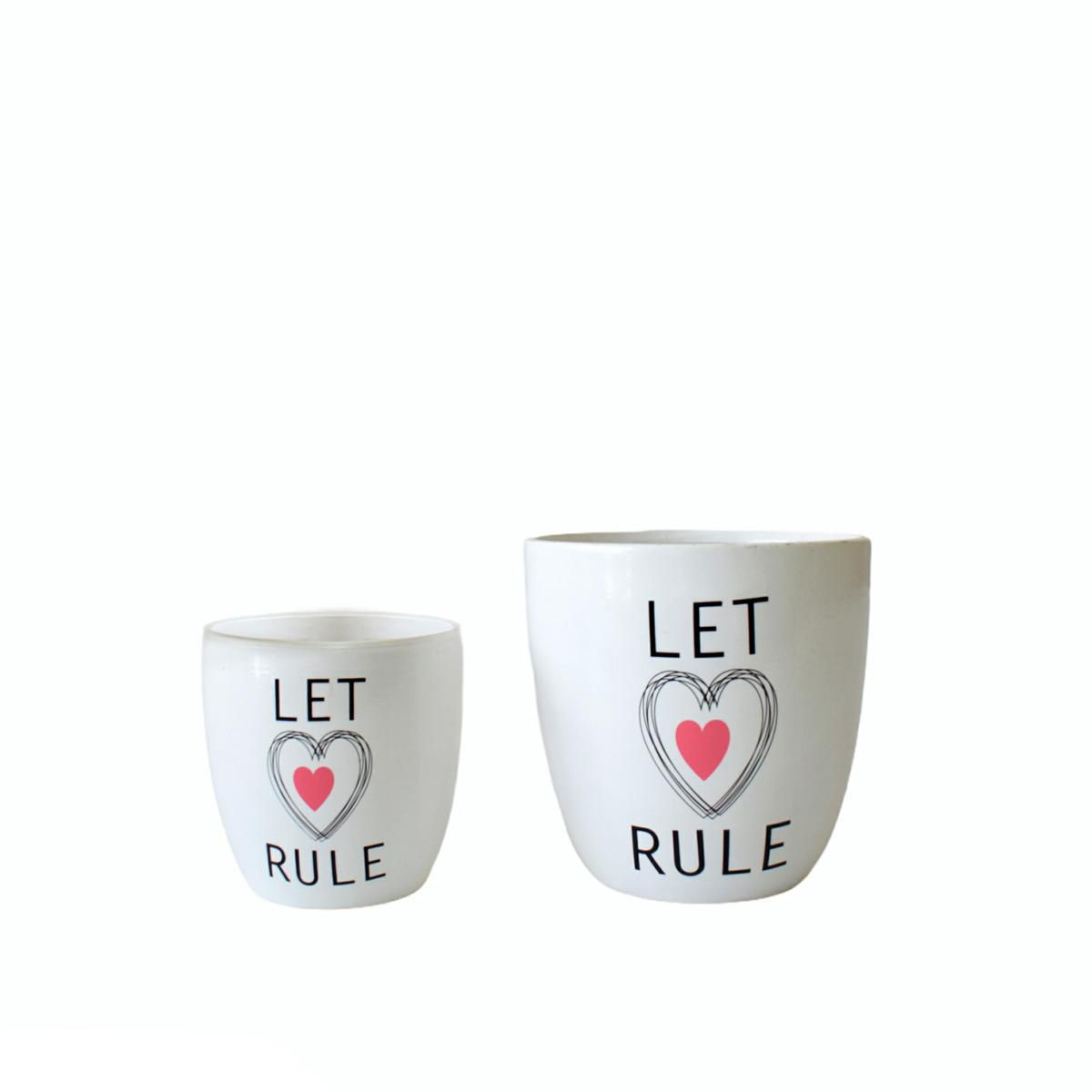SET 2 VASI CERAMICA -TEXT-C/CUORE BIANCO
