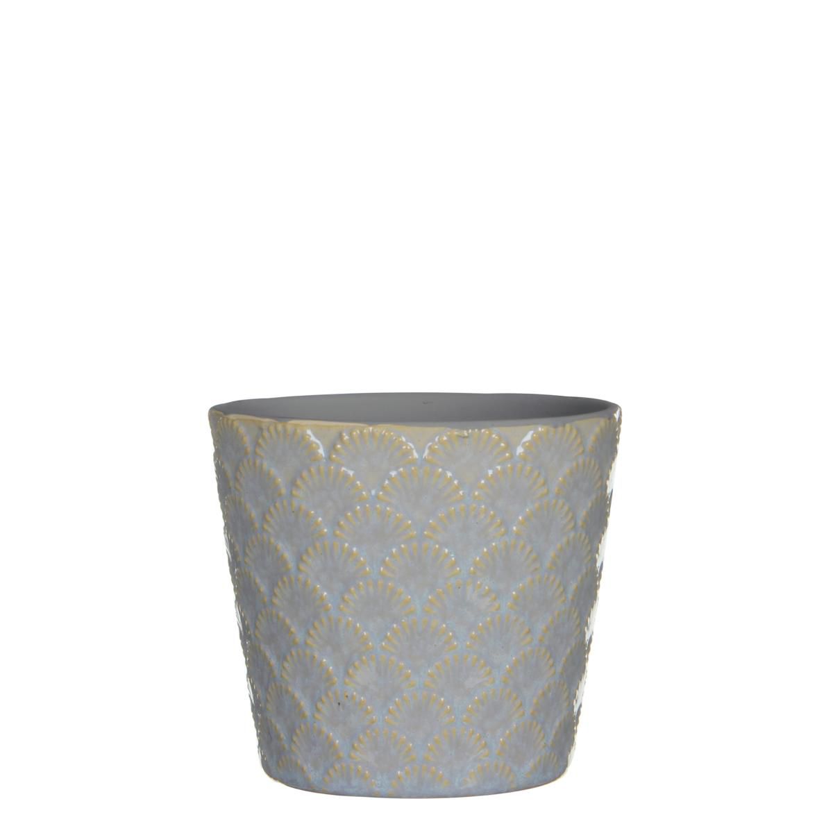 VASO CERAMICA TONDO D.12 CM H.11 CM- RAY- GRIGIO/AZZURRO