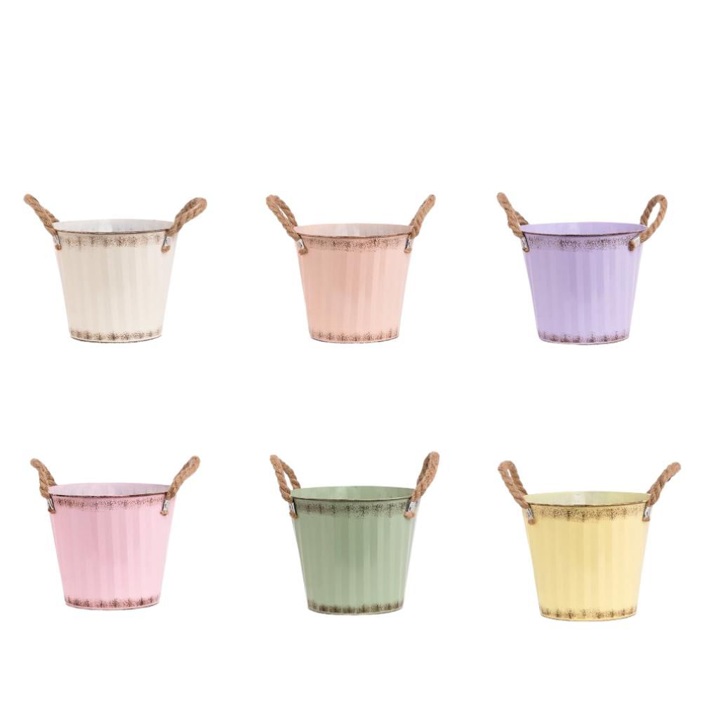 SET 6 VASI LATTA D.17 CM H.20 CM BIANCO/ROSA/LILLA/VERDE/GIALLO