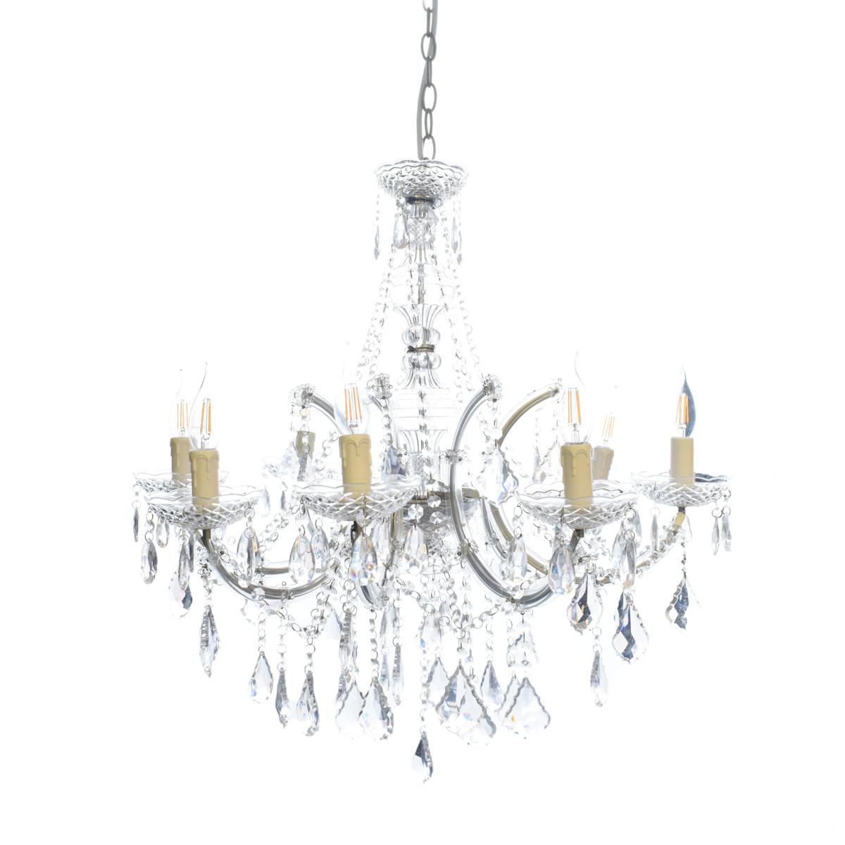 LAMPADARIO A 8 FUOCHI D.76 H.53,5 CM M METALLO/ACRILICO ARGENTO