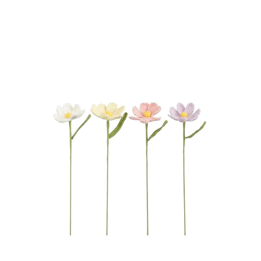 SET 4 FIORI GERBERA IN COTONE BIANCO/GIALLO/ROSA/LILLA