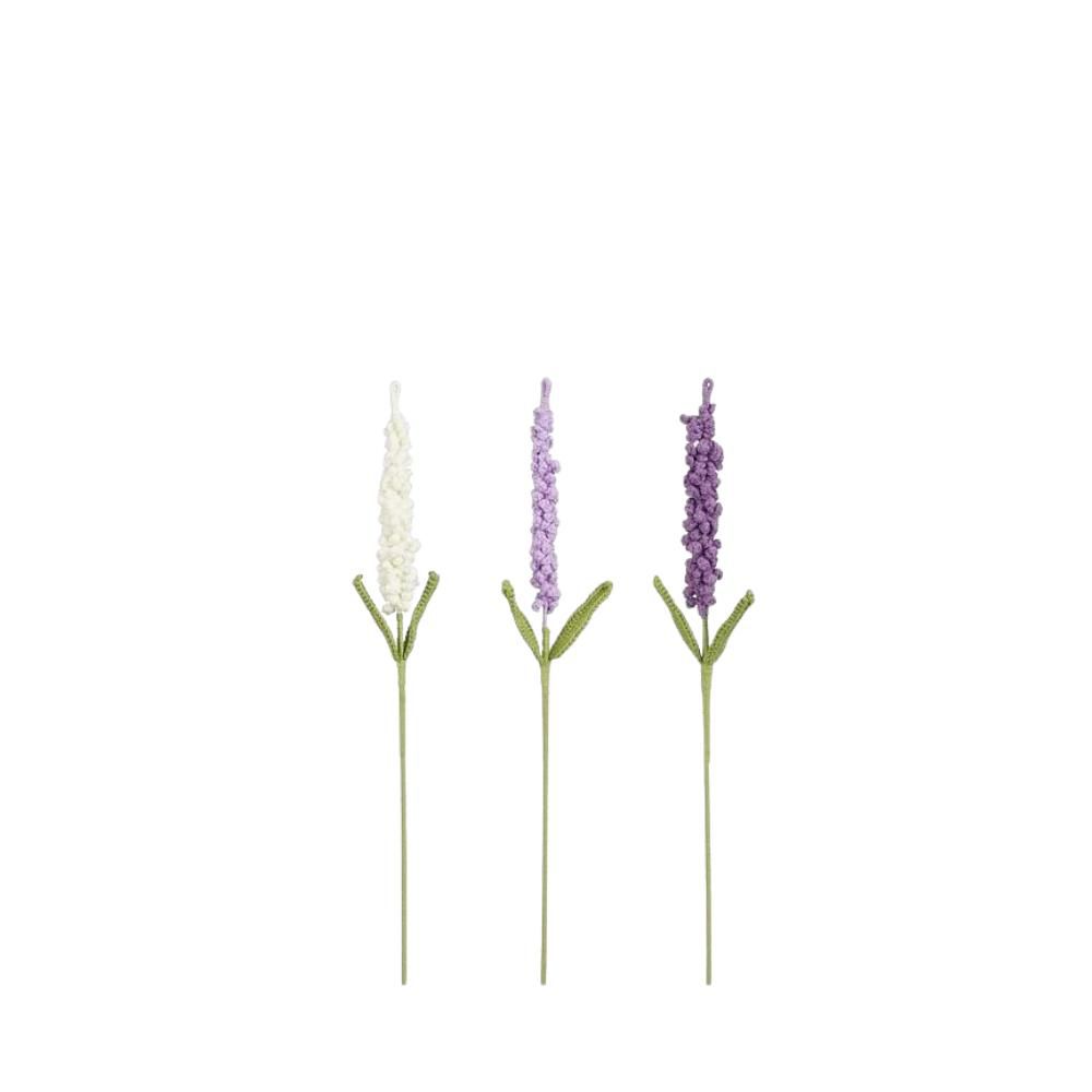 SET 3 FIORI DELPHINIUM IN COTONE BIANCO/LILLA/VIOLA