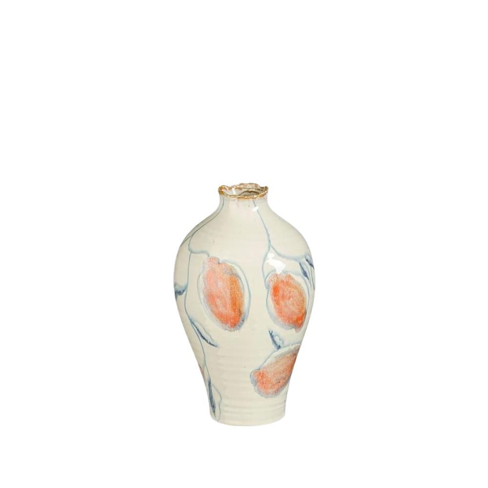 VASO CERAMICA D.18 CM H.28,5 CM -LIANA- CREMA/ARANCIO