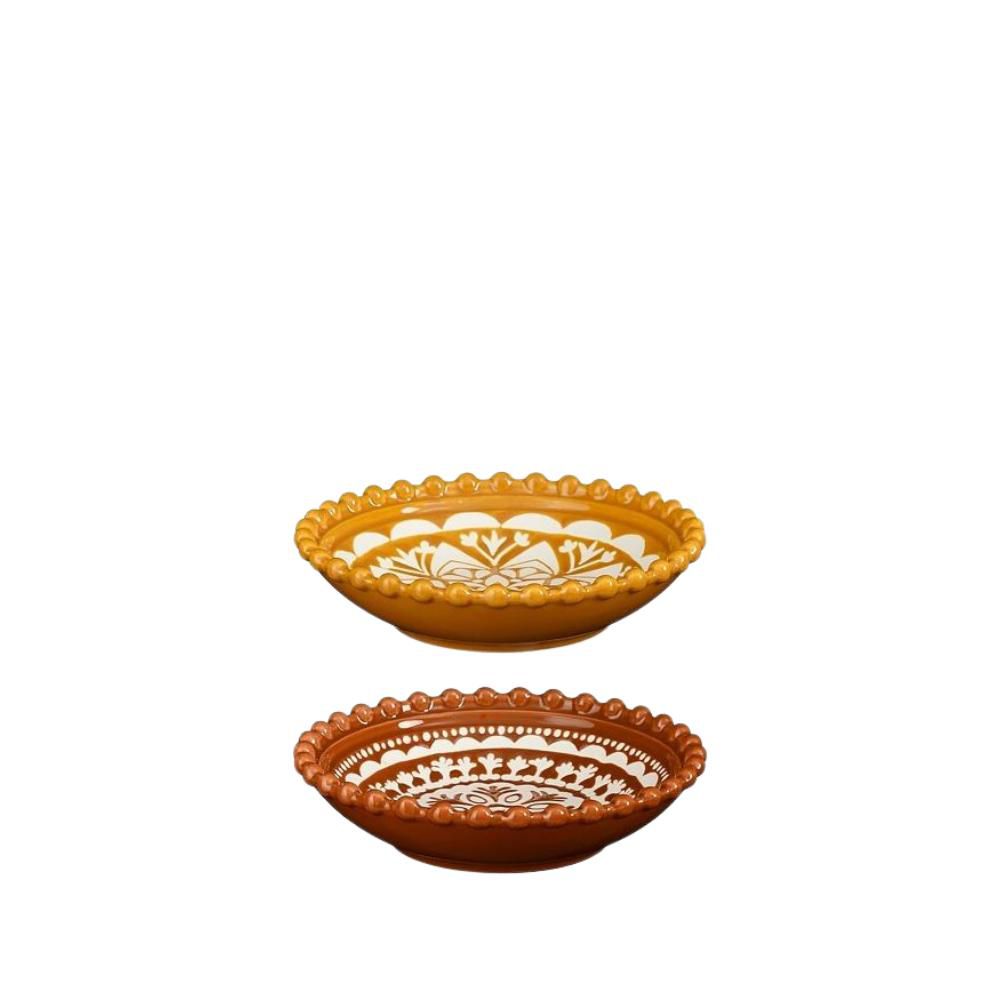 SET 6 BOWL CERAMICA D.14,5 CM H.3,5 CM -LAYLA- OCRA/TERRA