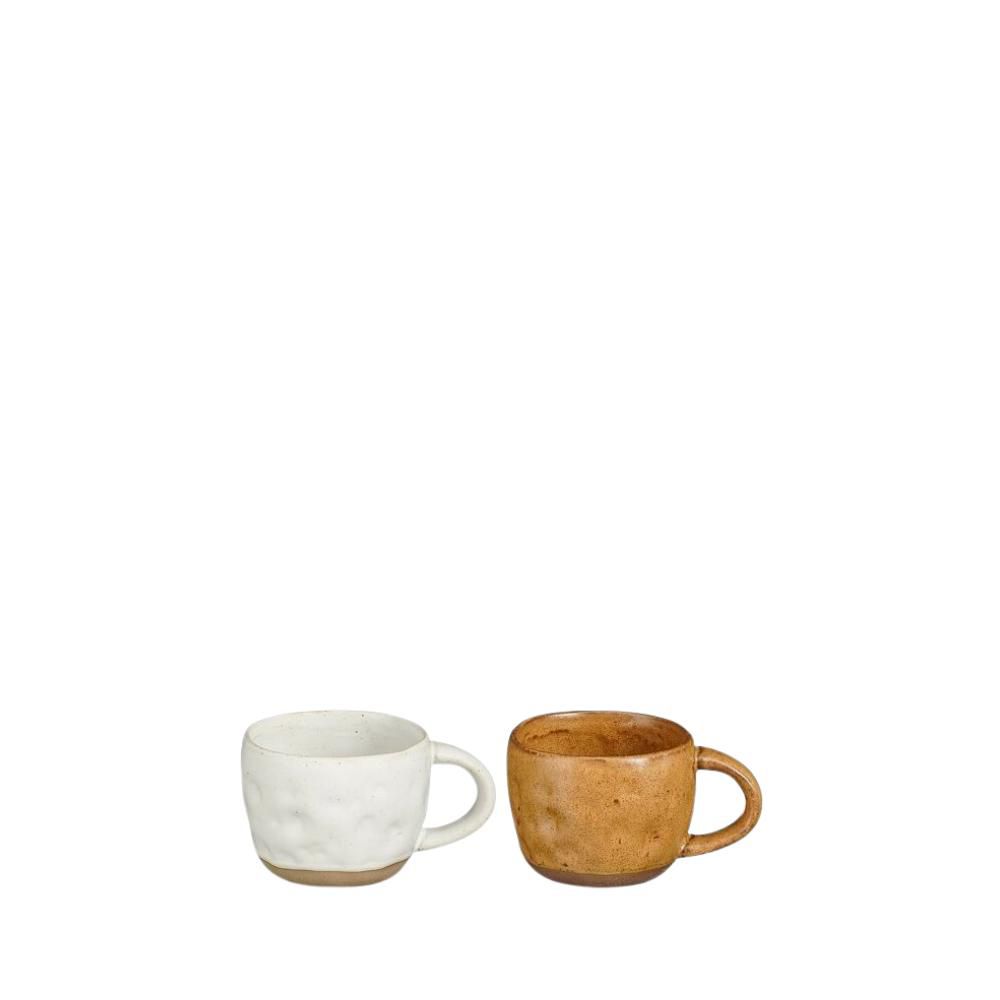 SET 4 TAZZE CERAMICA D.8,5 H.7,5 CM -ELM- BEIGE/MARRONE
