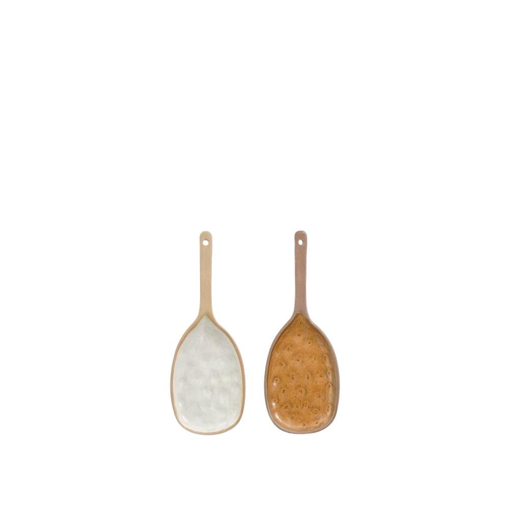 SET 6 CUCCHIAI CERAMICA20,5X8 CM H.1 CM -ELM- BEIGE/MARRONE