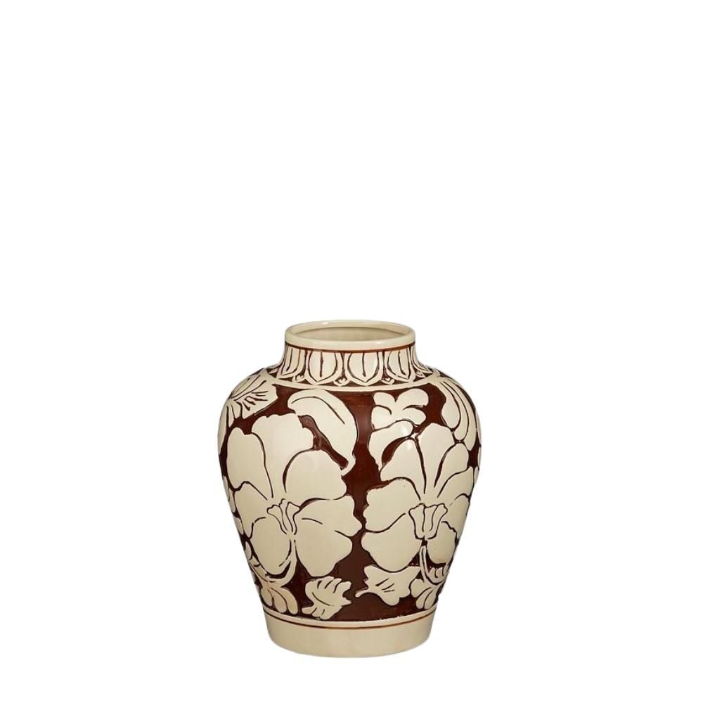 VASO CERAMICA D.21,5 CMH.25,5 CM -AYLIN- CREMA/BORDEAUX