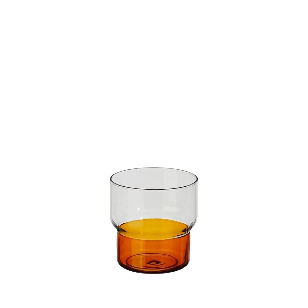 SET 6 BICCHIERI VETRO -RIGA- D.8 CM H.8,5 CM TRASPARENTE/ARANCIO