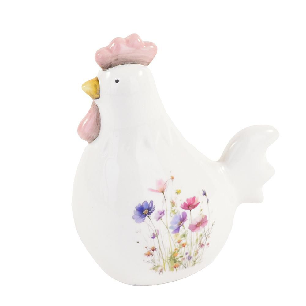 GALLINA IN CERAMICA 11,2X6,2 CM H.13,3 CM BIANCO/ROSA
