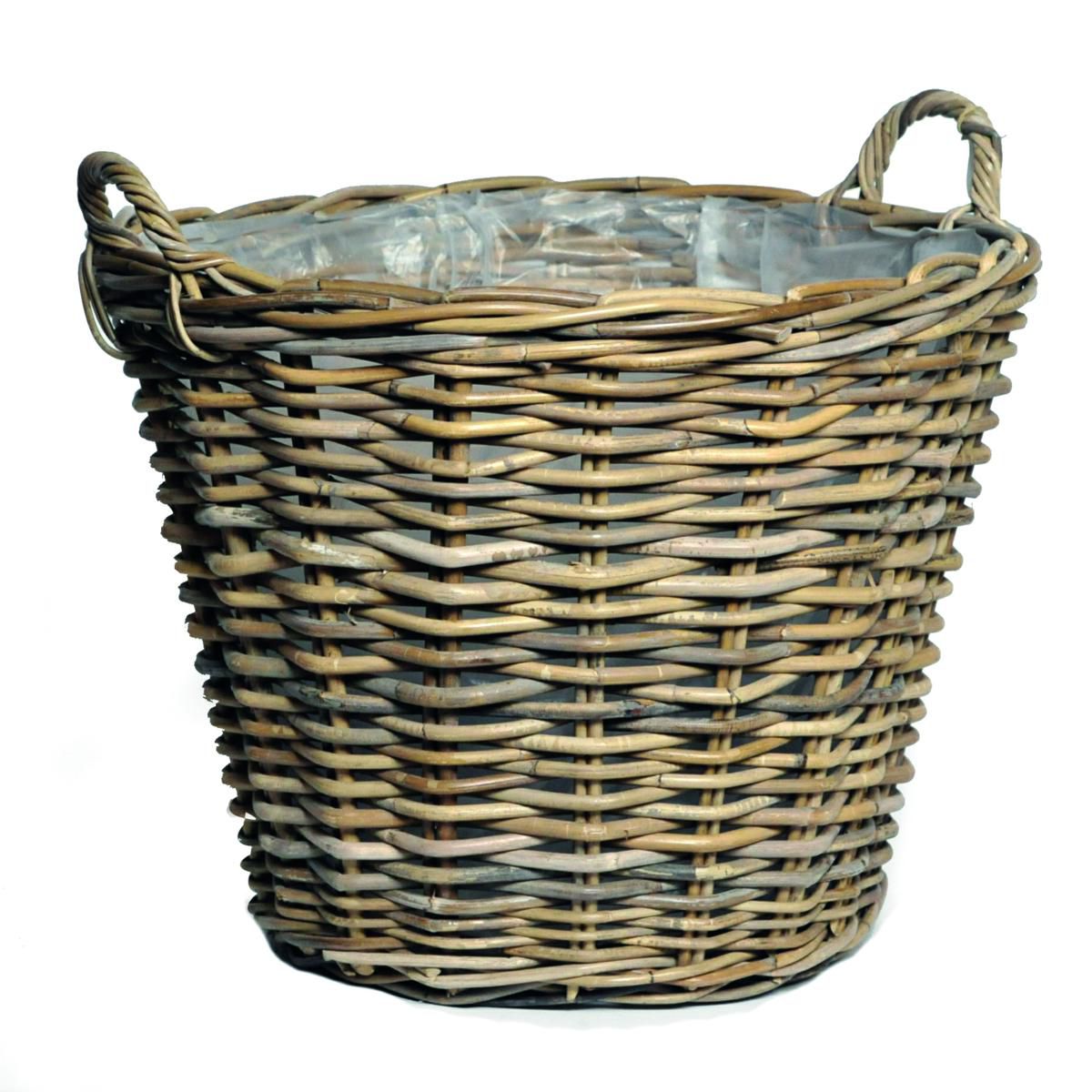 CESTO KOBU C/MANICI D.45 CM H.35 CM -LANA POTATO- NATURALE