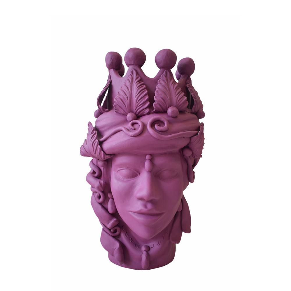 VASO CERAMICA -TESTA MORO- H.43 CM VIOLA